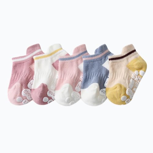 antirutschsocken kinder 5 paar, anti rutsch babysocken cartoon tiermotive 1-3 jahre