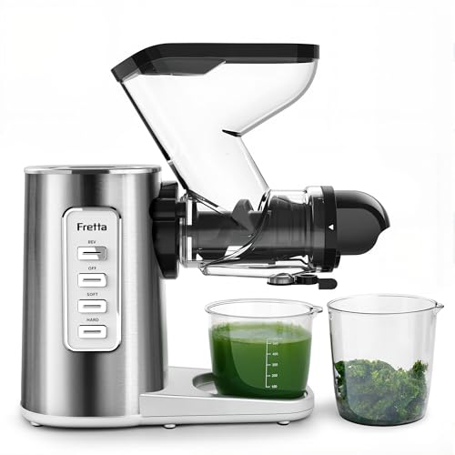 Fretta Slow Juicer Elektrisch Entsafter für Obst und Gemüse, BPA-frei, Edelstahl