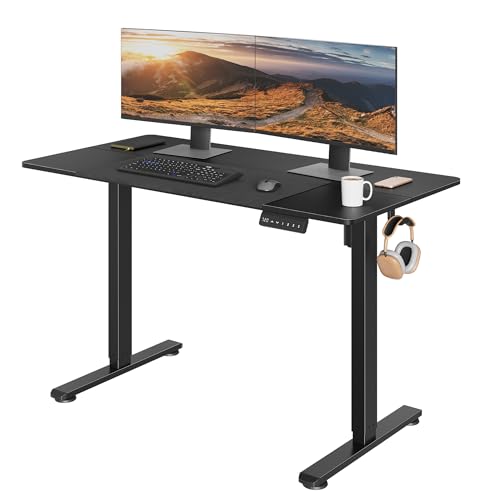 elektrischer höhenverstellbarer schreibtisch bontec 120x60 cm gaming tisch schwarz mit led-display