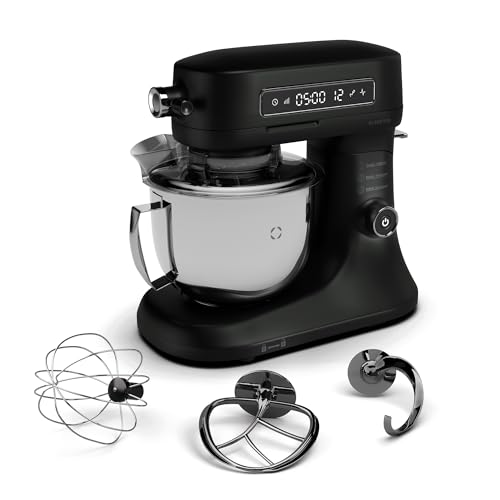 kitchensmaschine klarstein chiara 1600w, 5l edelstahlschüssel, 12 geschwindigkeiten, spülmaschinenfest