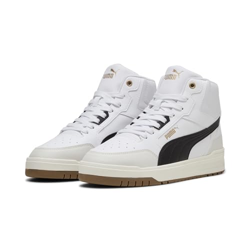 Puma Shuffle Downtown Mid Sneaker, Weiß/Schwarz/Dampfgrau, 39 EU