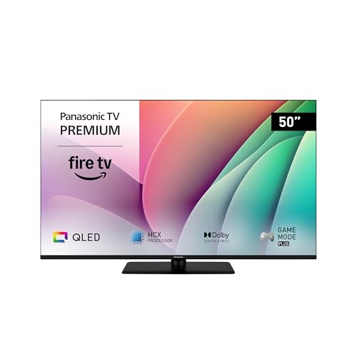 panasonic 50 zoll 4k qled smart tv w80, fire tv, dolby vision, alexa, black