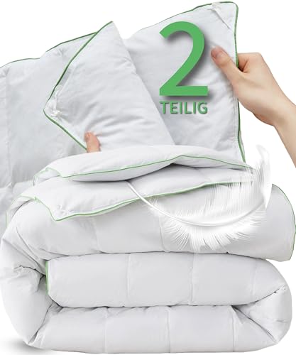 welldora comfort duvet 155 x 220 cm, 100% federn und daunenkissen, oeko-tex, allergikerfreundlich
