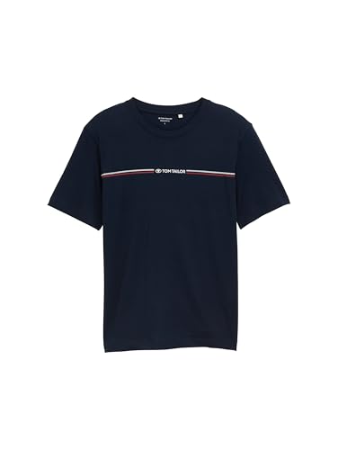 tom tailor herren t-shirt logo-print blau weiß grün hellblau pink xs bis 3xl