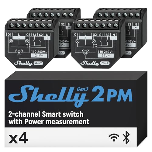 shelly 2pm gen3 4er set wlan smart relais schalter 2 kanäle rolladenschalter 16a
