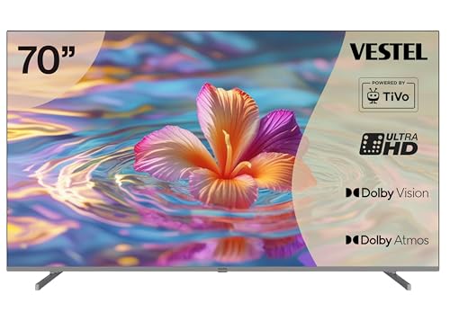 70 Zoll vestel smart tv 4k uhd, dolby vision hdr, dolby atmos, triple-tuner, led 70ut9840 schwarz