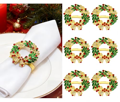 dmnnlp serviettenringe weihnachten 6 stück weihnachtskranz tischdekoration party