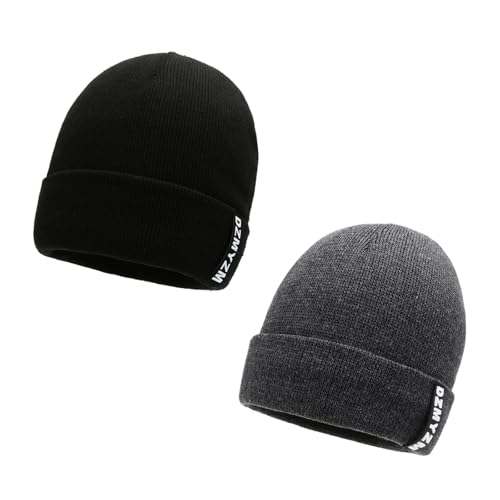 guter top beanie mütze 2 Stück herren unisex winter strickmütze warme wollmütze