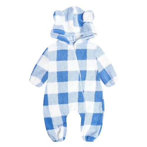 jiAmy baby strampler 3D bär ohren kapuze unisex 9-12 monate blau lange ärmel overall