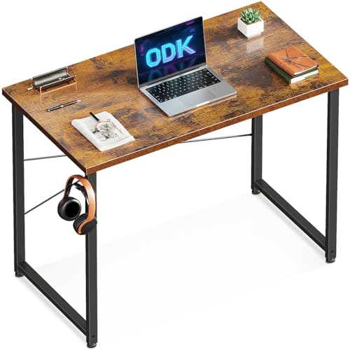 odk schreibtisch, computertisch, bürotisch für home office, braun, 80x40cm