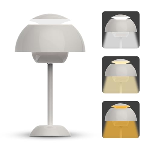 zinueen LED blumenpot lampe kabellos touch dimmbar retro für büro und schlafzimmer grau
