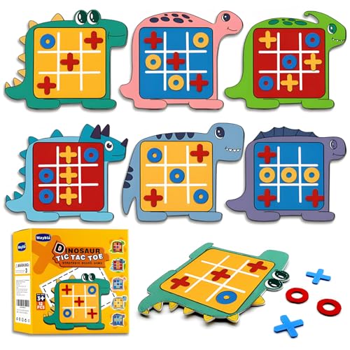 tic tac toe spiel kinder, filz spielbrett dinosaurier, reisespiel für 2-6 jahre