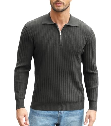 Produktbild: Zetieny Herren 1/4 Zip Pullover Strick sweater Langarm Winterpulli reißverschluss