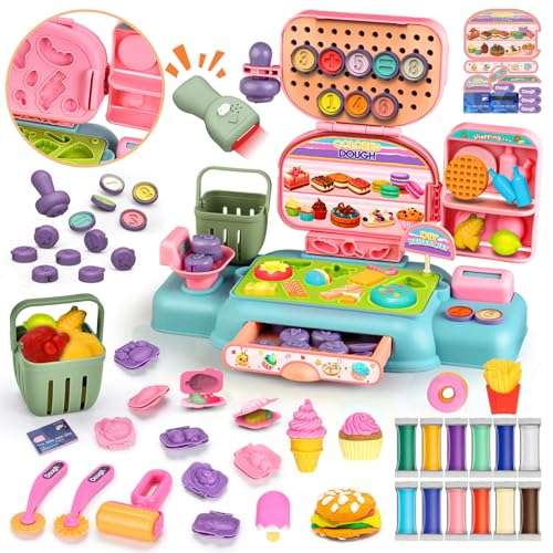 buzzoxerex knete zubehör kinder, spielkasse mit modelliermasse und werkzeug 3+