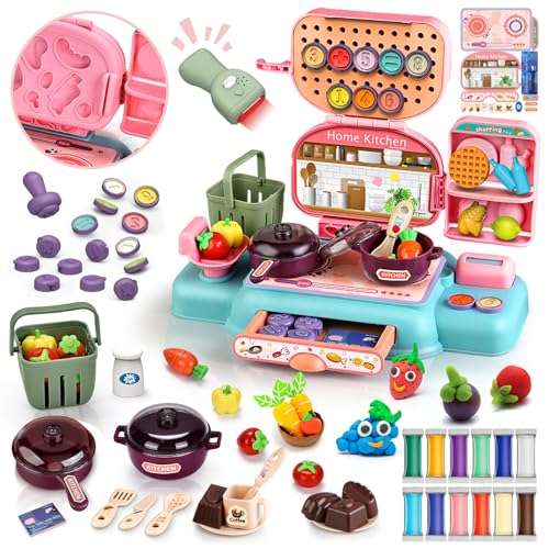 buzzoxerex kinder knete set mit kasse, scanner, einkaufswagen, spielgeld 3+