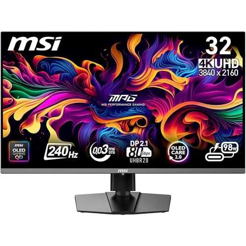 MSI MPG 322URXDE QD-OLED 32" Monitor, Höhenverstellbar, Schwarz