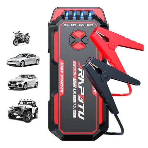 jrapotiu starthilfe powerbank 2500a, auto batterie booster für pkw, suv, diesel