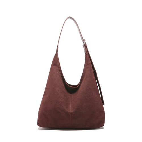 lilelig wildleder handtasche damen braun shopper tote mit reißverschluss