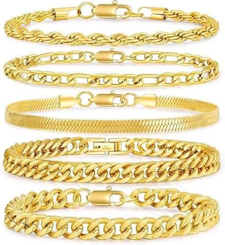 pabbeu armband herren silber 5 stück, edelstahl klassik armband für geschenke