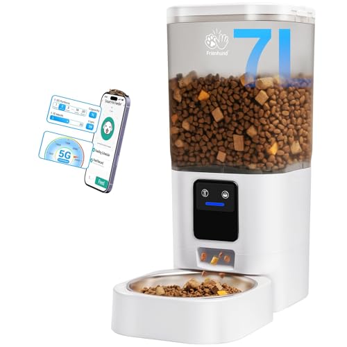 5G WiFi futterautomat katze mit app, 7L futterspender hund, abnehmbar, kompatibel mit alexa