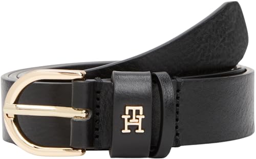 tommy hilfiger damen ledergürtel schwarz 2,5 cm 90 cm essential effortless