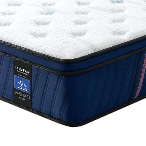Inofia Matratze 90 x 200 cm Taschenfederkern H2/H3 mit 7 Zonen und Memory Foam