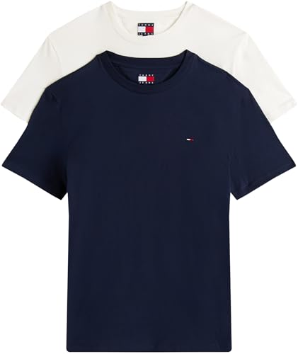 Produktbild: tommy jeans t-shirt 2er pack, dunkelmarine & ecru, 100% baumwolle, xs, m, l