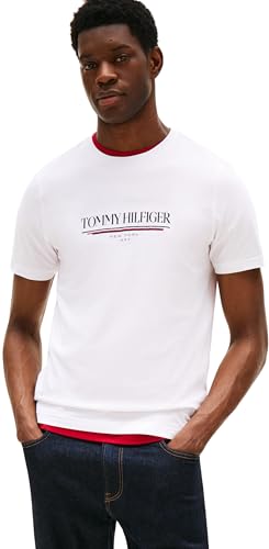Produktbild: tommy hilfiger herren t-shirt kurzarm baumwolle weiß m