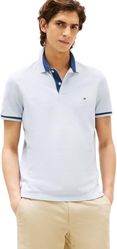 Produktbild: Tommy Hilfiger Herren Poloshirt Kurzarm Block Blau Contrast Collar, M