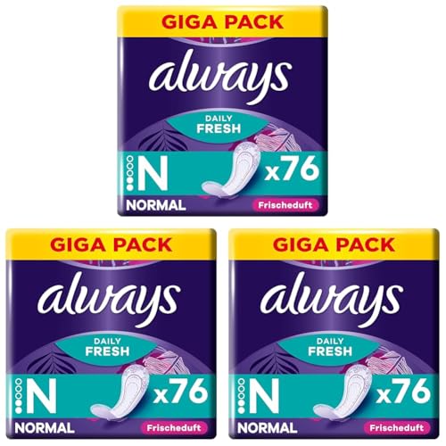 always daily fresh und protect normal slipeinlagen 3x76 mit duft atmungsaktiv