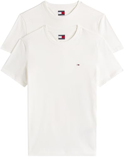 tommy jeans t-shirt 2er pack ecru 100% baumwolle xs bis 3xl