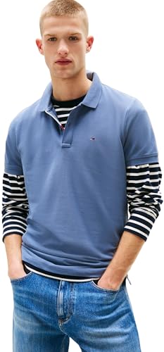 tommy jeans poloshirt herren kurzarm slim fit blau moment gr. m