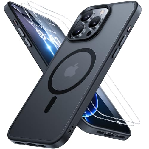 miracase hülle für iphone 16 pro mit magsafe, magnetisch, stoßfest, dünn, schwarz