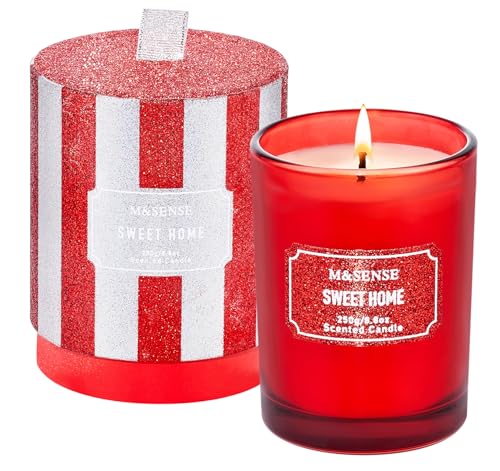 M&SENSE Duftkerze Zimt Apfel, Bio Sojawachs, 50 Std. Brenndauer, ungiftig, Deko