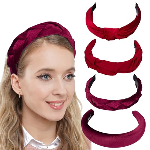 ybccby samthaarreif set für damen, geflochtener knoten, bordeauxrot, dirndl, hochzeit, alltag