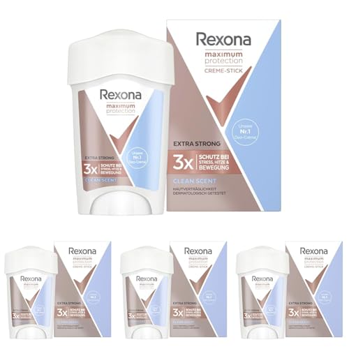 rexona maximum protection deo creme 4x 45ml clean scent antitranspirant 96h