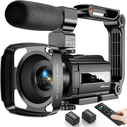 4k videokamera 48mp vlogging camcorder mit wifi, 16x nachtsicht, touchscreen, mikrofon, stabilisator