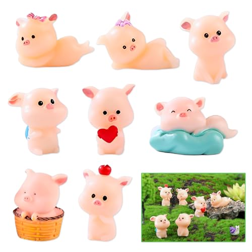 ycaaeo glücksschweinchen 8 Stück silvester 2026 glücksbringer neujahrsgeschenke rosa