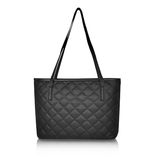 AfitLulu handtasche damen schwarz, mittelgroß, wasserdichtes pu-leder shopper tasche