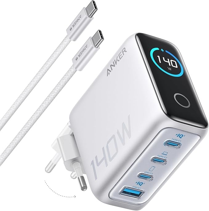Anker 140W USB-C Ladegerät, 4-Port GaN Netzteil für MacBook, iPhone, Samsung