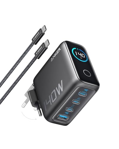 140W usb c ladegerät, anker 4-port multi-geräteschnellladung, gaN netzteil, kompatibel mit macbook, iphone, samsung, pixel