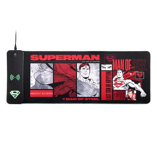 gaming mauspad numskull dc comics superman xl rgb mit wireless ladegerät 15w