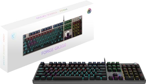 Produktbild: msi forge gk310 tastatur mit hot-swap, metallrahmen, drehregler, 60m red switches