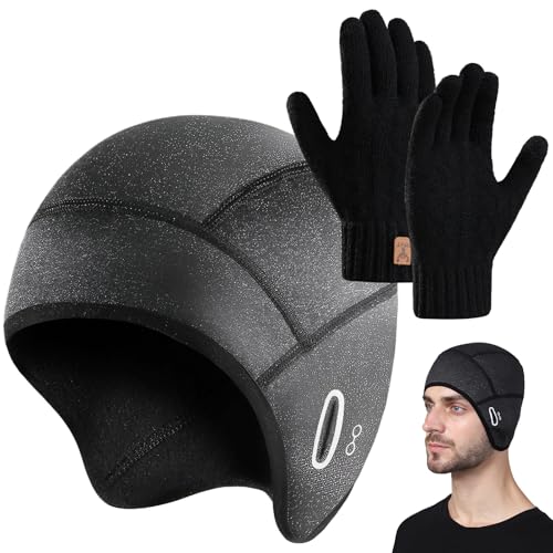 fahrradmütze kinder unter helm, helmmütze für outdoor aktivitäten, grau, 1 handschuh