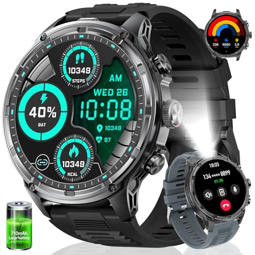 smartwatch herren mit telefonfunktion, 1.85'' hd display, 710 mAh akku, ip68, 120+ sportmodi