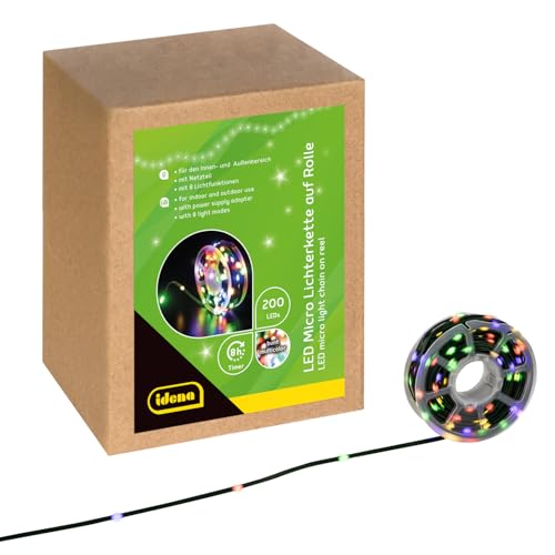 led lichterkette 200 leds bunt idena 30541 22,9 m für innen und außen mit timer