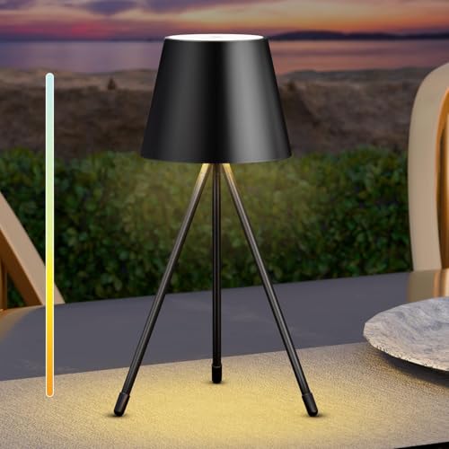 Produktbild: postlucky led tischlampe kabellos dimmbar touch warmweiß akku usb outdoor ip54 schwarz