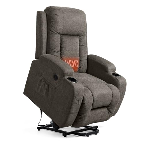 FLEXISPOT elektrischer relaxsessel, massagesessel mit aufstehhilfe, heizung, hellbraun