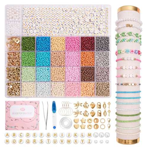 JHWELRG perlen für armbänder set 24 farben 3mm mit buchstaben für diy schmuck