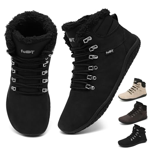 geweo barfußschuhe winter sneaker stiefel gefüttert leder rutschfest wasserabweisend